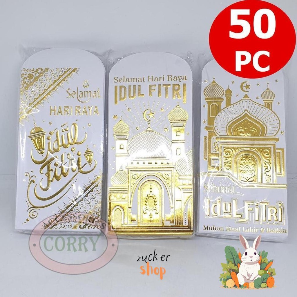 

Angpao Idul Fitri Lebaran Isi 50 Mewah 17 Cm Bulk Murah Amplop Uang Putih Embos Emas Mengkilap Cod