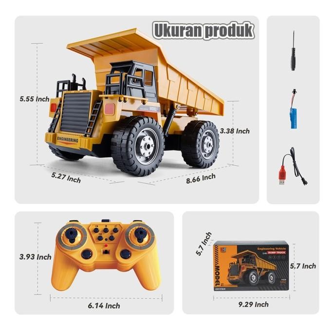 Tatajoy Mainan Mobil Remote Control RC Dump Truck 1:20 2.4G Mobil Dump Truck Remote Control 11Channe