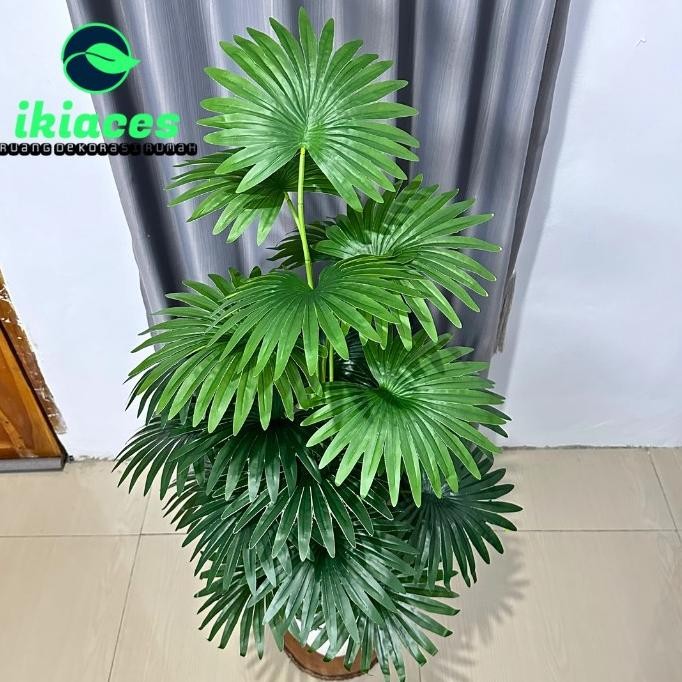 Terlaris Daun Palem Kipas 1 Meter Daun Palem Plastik Daun Artifisial Bunga Hias Plastik Dekorasi Tan