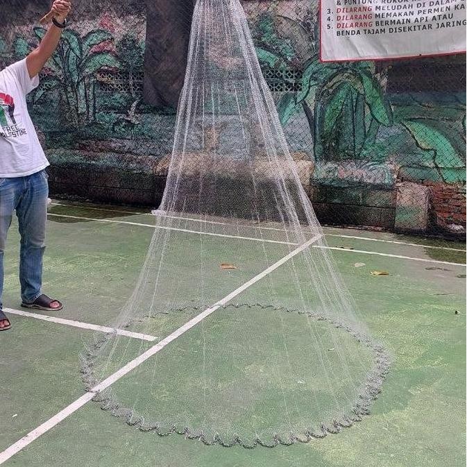 Jala ikan, jala lempar 2,5 meter bahan senar siap pakai, jala udang,  jala sungai, jala laut Terlari