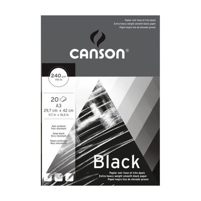 

CANSON Black 240gsm A3 Extra Heavy Weight Drawing Pad