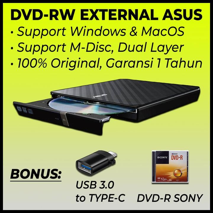 Terlaris Asus Usb Dvd Cd Rw Rom Writer Burner External Eksternal Portable Good Quality