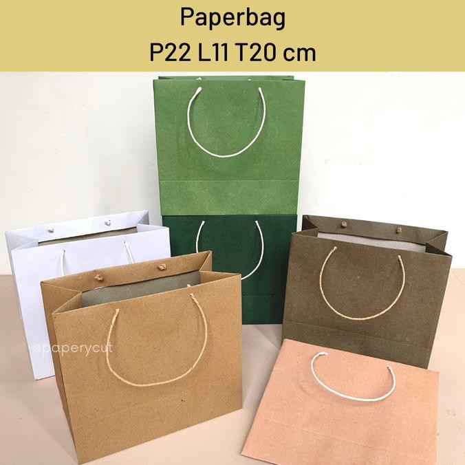

=====] Paperbag Tas Kertas Kraft Warna Polos Goodie Bag 22 x 11 x 20 cm