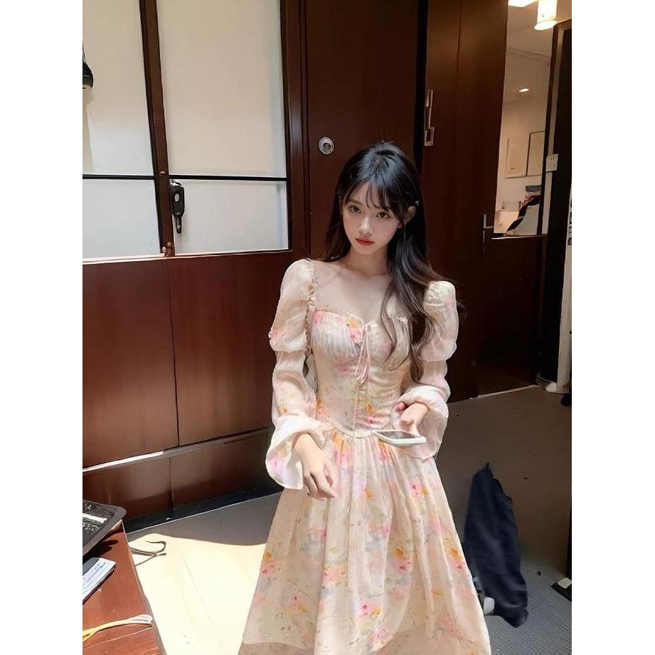 25OCLOCK - Dress Sifon Lengan Panjang / New Floral Dress Ruffle Sleves / Floral Ribbon Dress Terlari