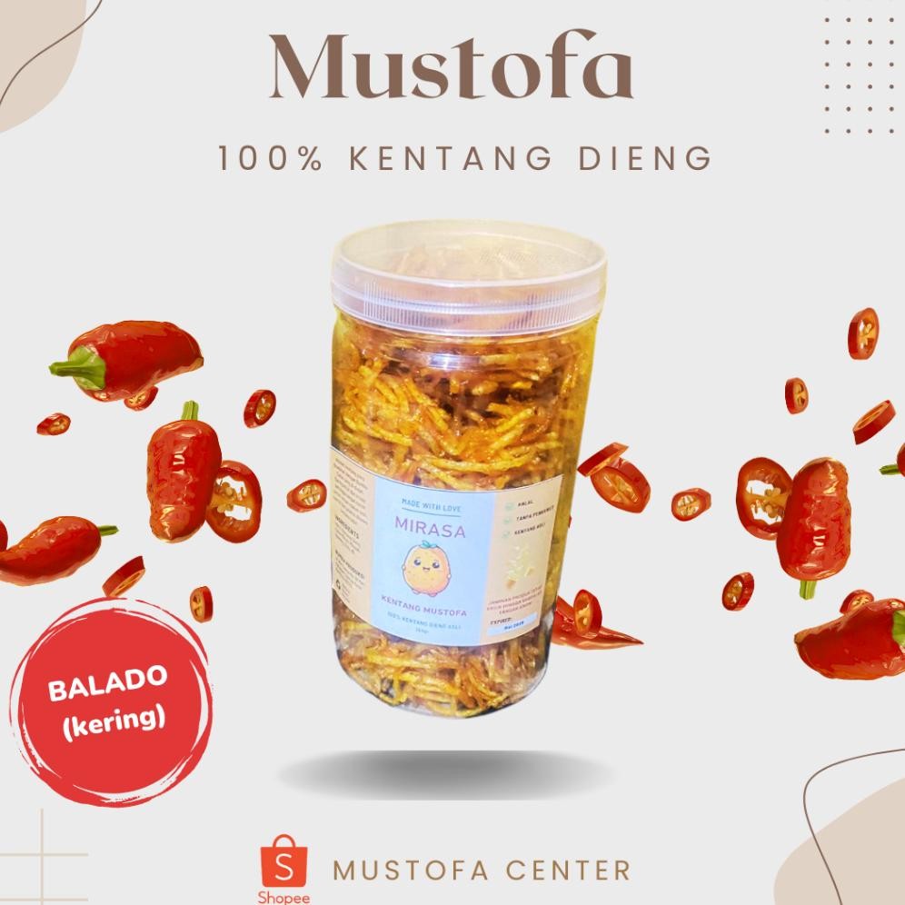 

Kentang Mustofa Premium 1000ml MIRASA BALADO GURIH KERING Keripik Kering Kentang