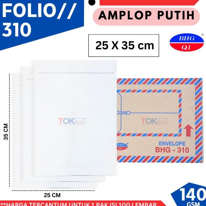 

Sale Amplop Putih Folio (25X35Cm) Tebal 140Gsm Isi 100Lbr