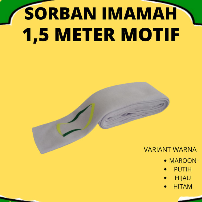 Sorban Sorban Imamah Polos Panjang 3 Meter - 1,5 m motif, Putih panjang motif halus