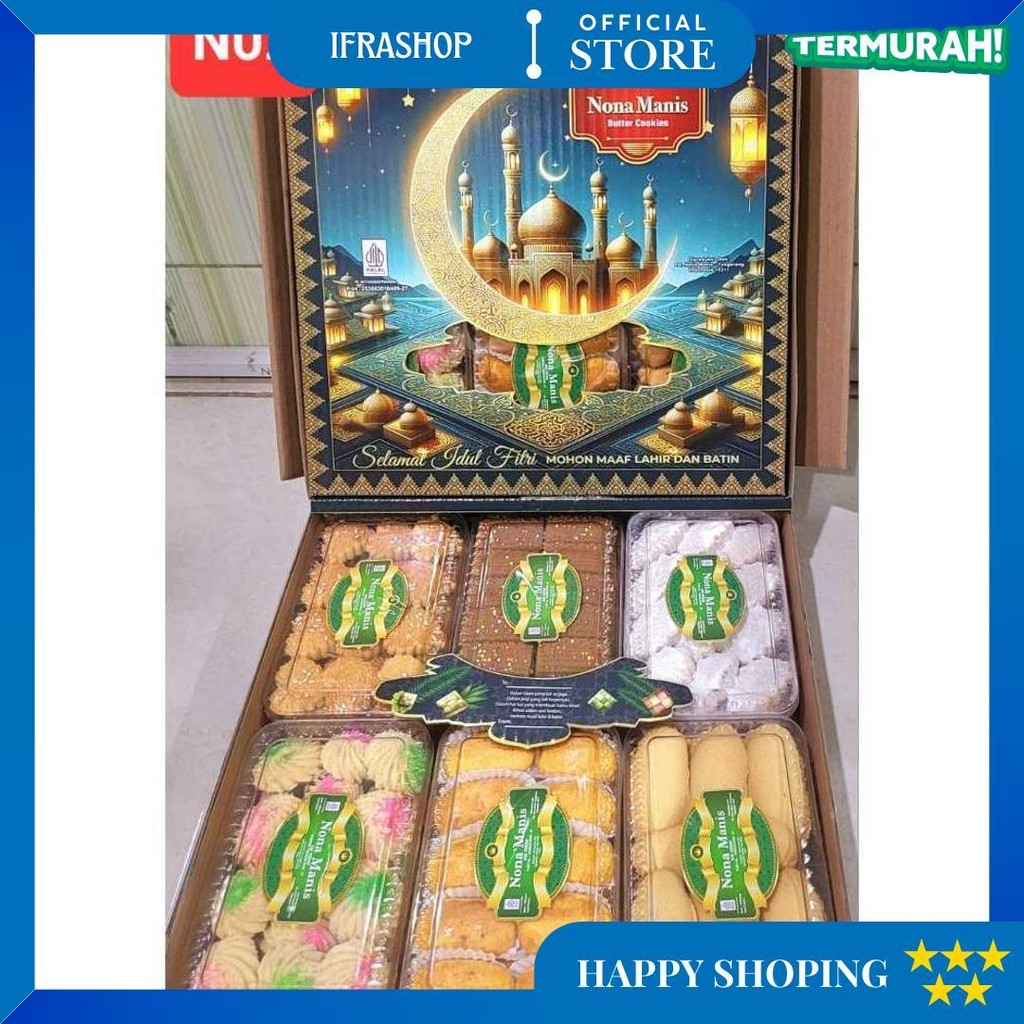 

Apazada - Kue Kering Lebaran Nona Manis Silahturahmi Halal / Hampers Kue Lebaran Paket 6 Toples Murah Enak Terbaru D Promo 10.10