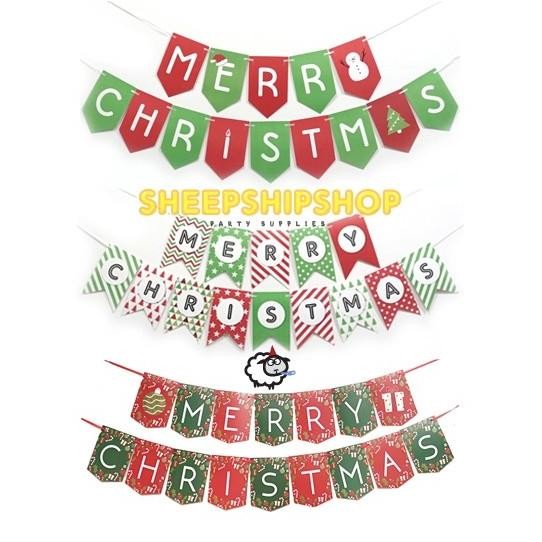+%+%+%] BANNER MERRY CHRISTMAS Bunting Flag Natal Snowman Santa Claus Gereja
