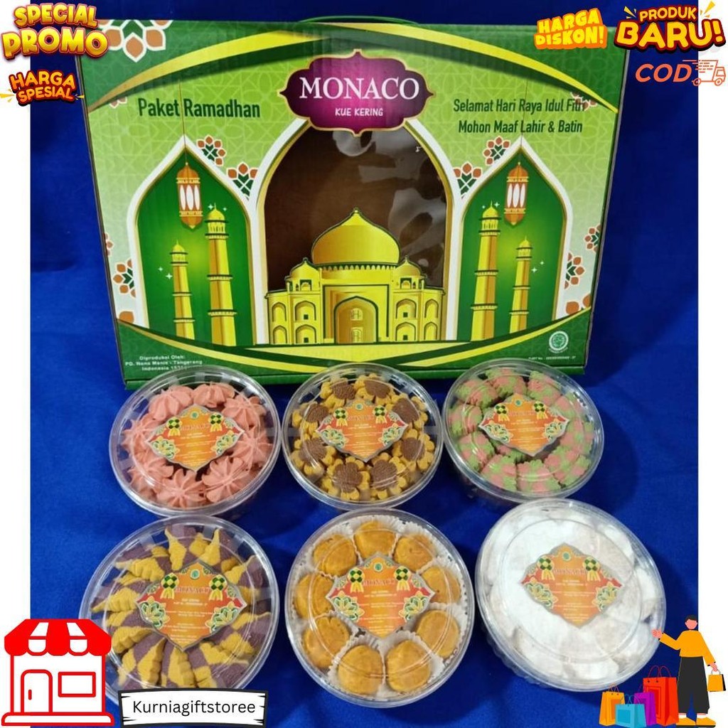 

Apazada - Kue Kering Lebaran Monaco Hidayah Halal / Hampers Kue Lebaran Paket 6 Toples Murah Enak D Cod