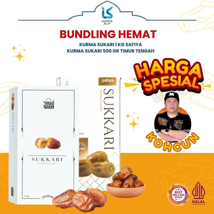

[EXCLUSIVE] Bundling Hemat Kurma Sukari Safiya 1 Kg x Kurma Sukari Timur Tengah 500 gr