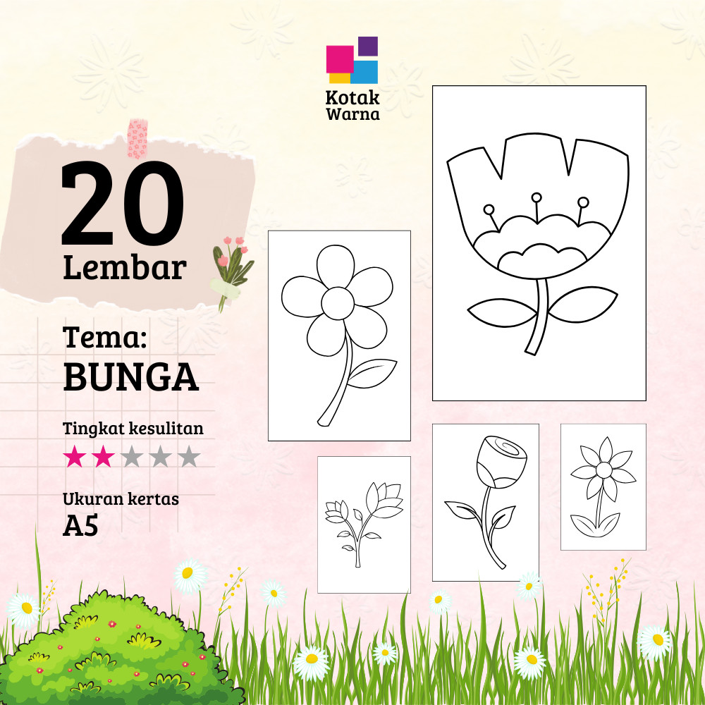 

Kertas Mewarnai Tema Bunga / Lembar Mewarnai Tema Bunga / Gambar Mewarnai Tema Bunga / Mainan Edukasi Mewarnai Tema Bunga / Untuk Anak Usia Dini / Untuk Anak Usia 4 5 6 7 8 9 Tahun