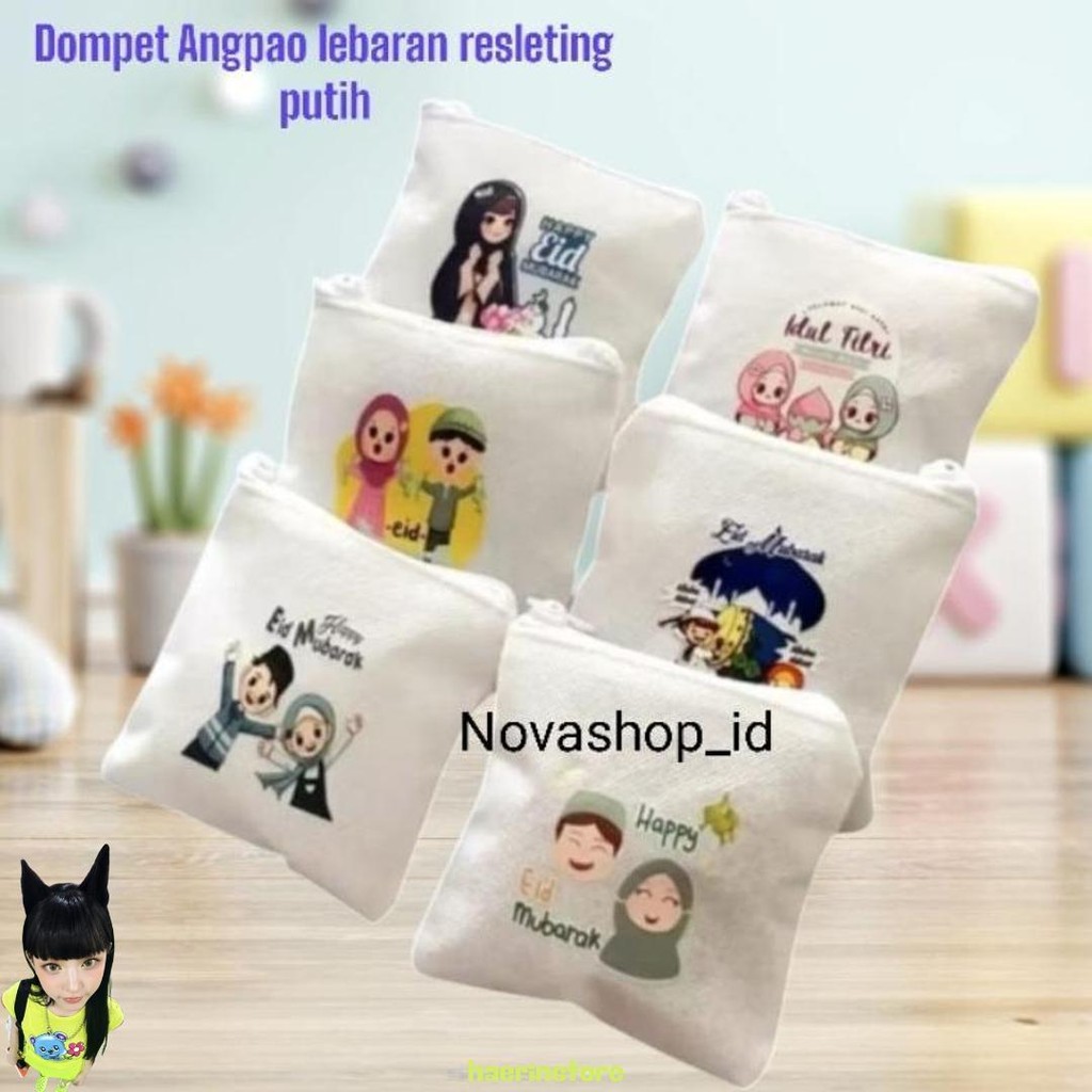 

(Isi 12Pcs) Dompet Angpao / Amplop Putih Resleting Lebaran Idul Fitri Cod