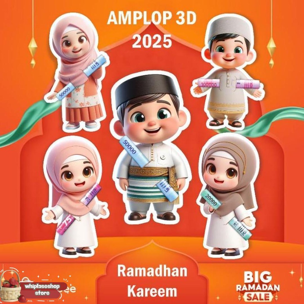 

(40Pcs) Amplop Lebaran Gemoy Karakter 3D Idul Fitri 2025 Uang Selip Peluk Angpao Thr Unik Promo