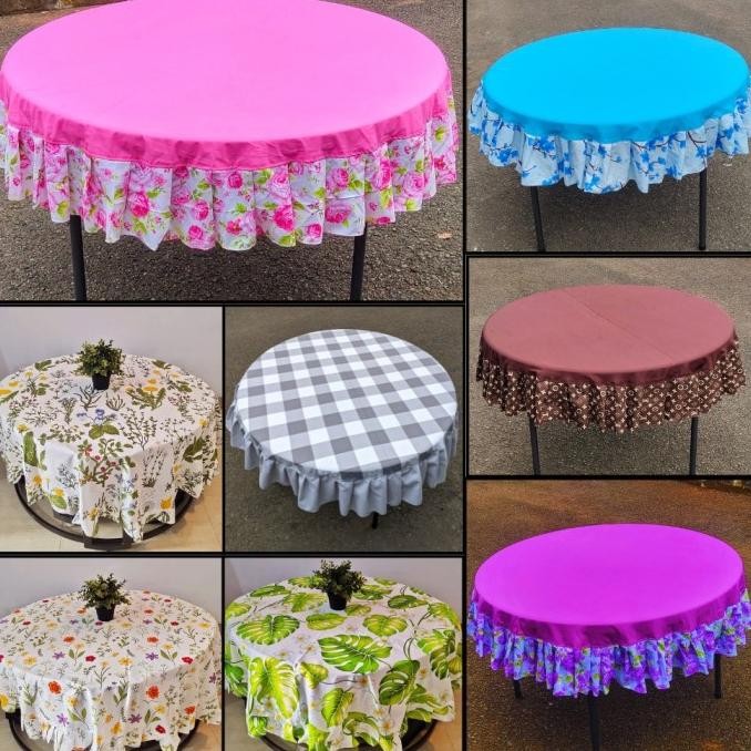 Taplak Meja Makan Bulat 4 (Empat) kursi Rempel / Rumbai