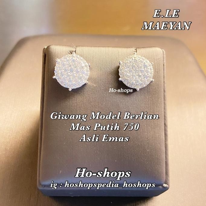 Giwang / Anting Mas Putih Kadar 75% Asli Emas Sa.YF