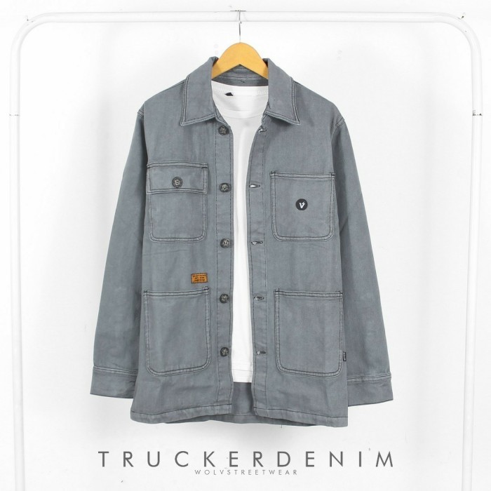 WOLV Jaket Trucker Denim Pria Original Jacket Jeans Semi Parka M-XL