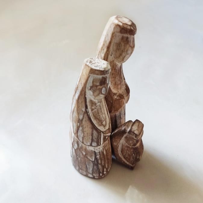 *#*#*#] Maria Yosef Bayi Yesus Bahan Kayu, Set Patung