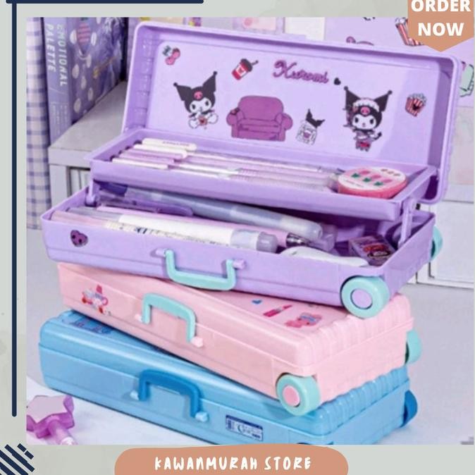 

Kotak Pensil Model Troli Motif Kuromi Melody 2 Tingkat / Tempat Pensil