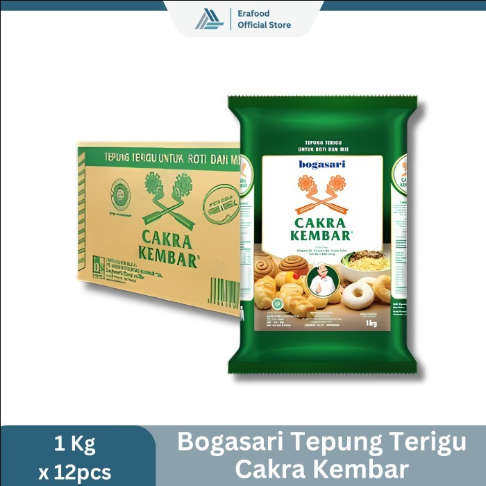 

BOGASARI TEPUNG TERIGU CAKRA KEMBAR 1 Kg - 1 Karton @12pcs