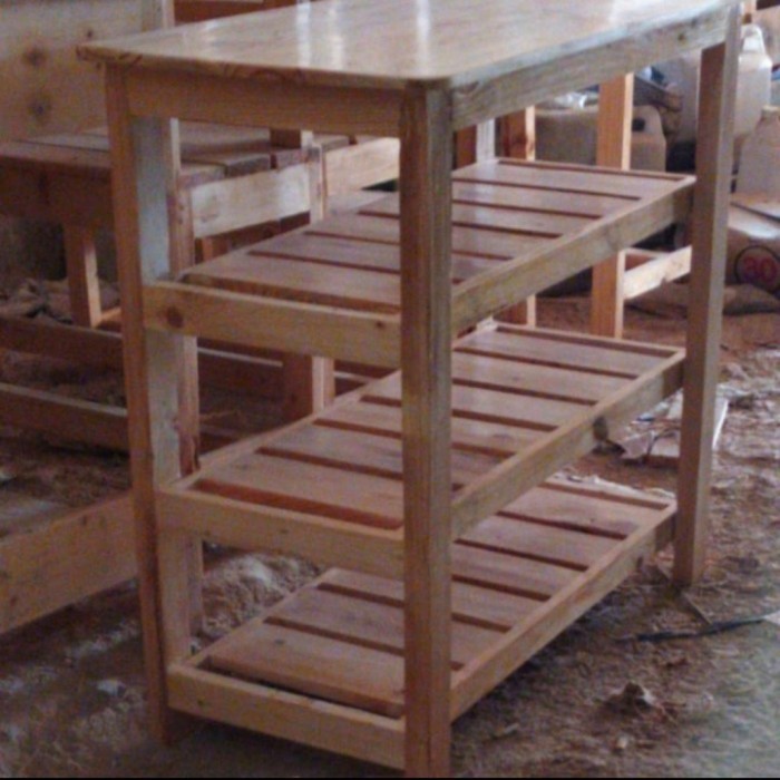 MEJA RAK 3 KAYU JATI BELANDA