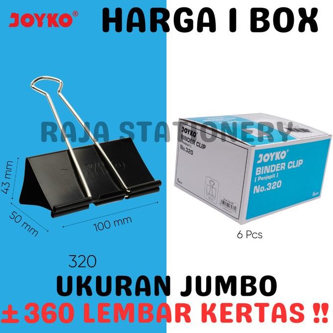 

Joyko Binder Clip 320 100mm JUMBO / Klip Penjepit Kertas BESAR No.320