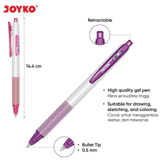 

Joyko Colour Gel Pen 0.5 / Pulpen Pen Warna Warni Joyko Art GPC-374