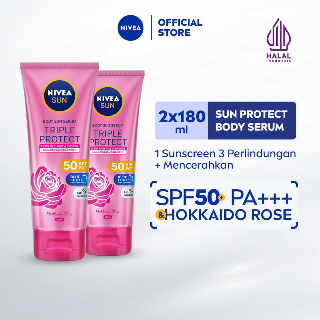 (PAKET HEMAT ISI 2) NIVEA SUN Sunscreen Body Serum Triple Protect Extra Radiance & Smooth SPF50 PA++