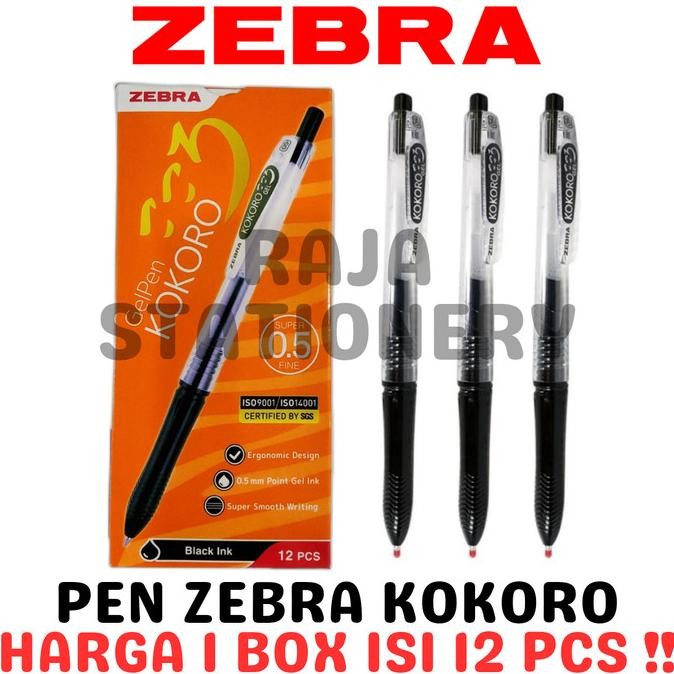 

ZEBRA KOKORO GEL PEN 0.5 BLACK BLUE PULPEN GEL KOKORO ZEBRA [12PCS]