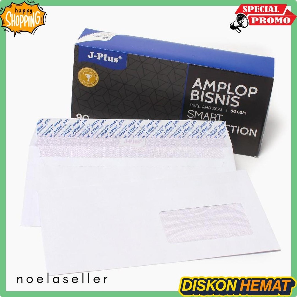 

J-Plus - Amplop Putih Jendela Kanan / Amplop Window No.90 Biru - Pack Diskon Setengah Harga