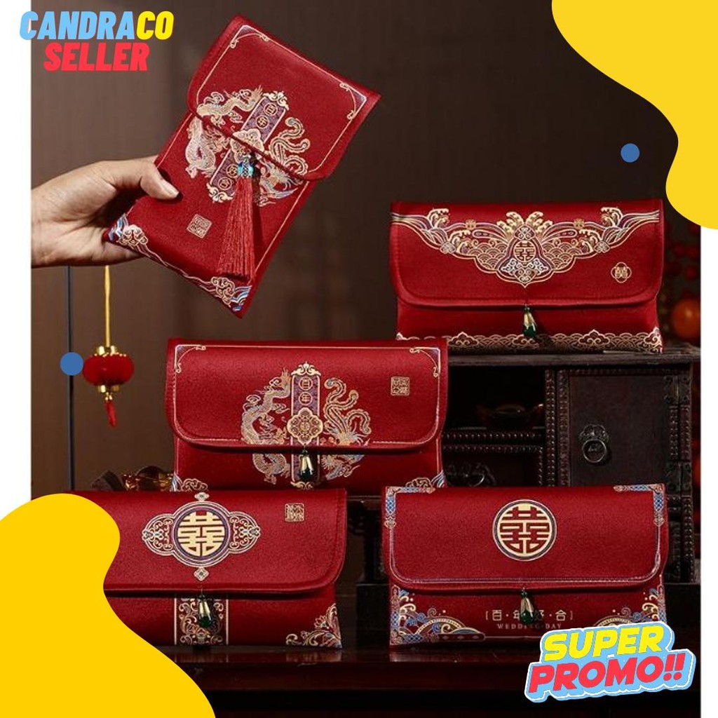 

[Dompet Angpao Kain Shuang Xi Premium] Dompet Amplop Angpao /Angpau / Hongbao Glitter Wedding, Sangjit , Uang Susu, Pernikahan / Shuang Xuang Xi Terlengkap Dan Termurah