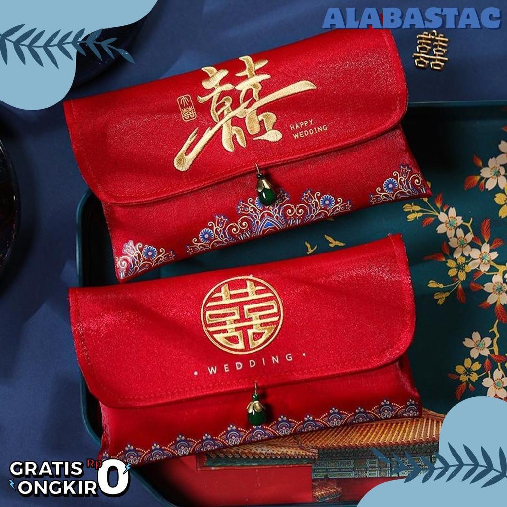 

[Dompet Angpao Kain Shuang Xi Premium] Dompet Amplop Angpao /Angpau / Hongbao Glitter Wedding, Sangjit , Uang Susu, Pernikahan / Shuang Xuang Xi Diskon