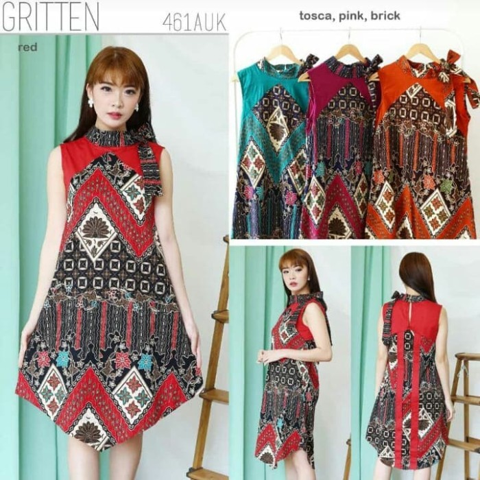 dress batik wanita/dress batik modern/dress batik/baju batik/natal/auk