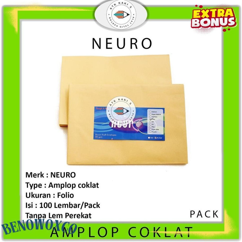 

Neuro - Amplop Coklat Ukuran Folio Non Seal - Pack Diskon