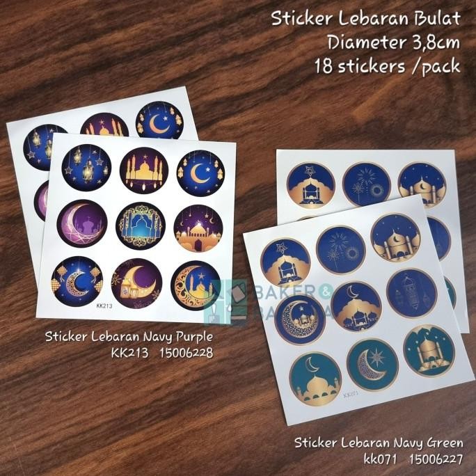 

Ready stock] sticker lebaran bulat stiker tempelan hiasan box kue lebaran idulfitri