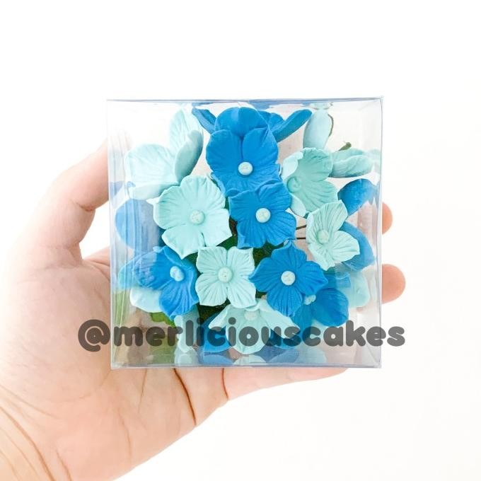 

------] Hydrangea Blue Biru Bunga Gumpaste Flower Cake Kue Topper