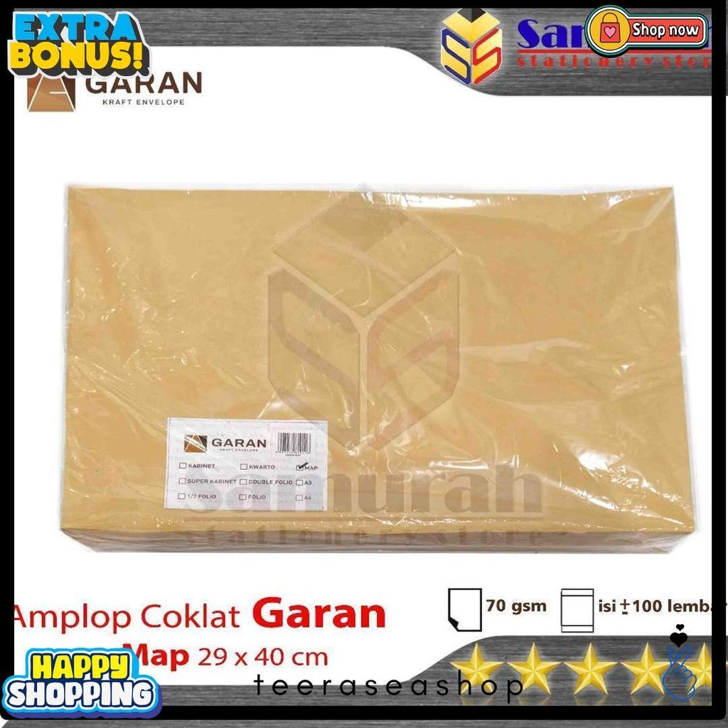 

Amplop Kertas Coklat Garan Ukuran Map 29 X 40 Cm / Amplop Dokumen Besar 1 Pak Isi 100 Lembar Tebal 70 Gsm / Gram 29X40 Flash Sale! Diskon Hingga 70%
