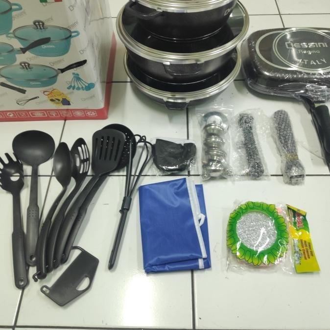 Dessini 23 Buah Set Peralatan Dapur Panci Masak Marmer Anti Lengket F83T