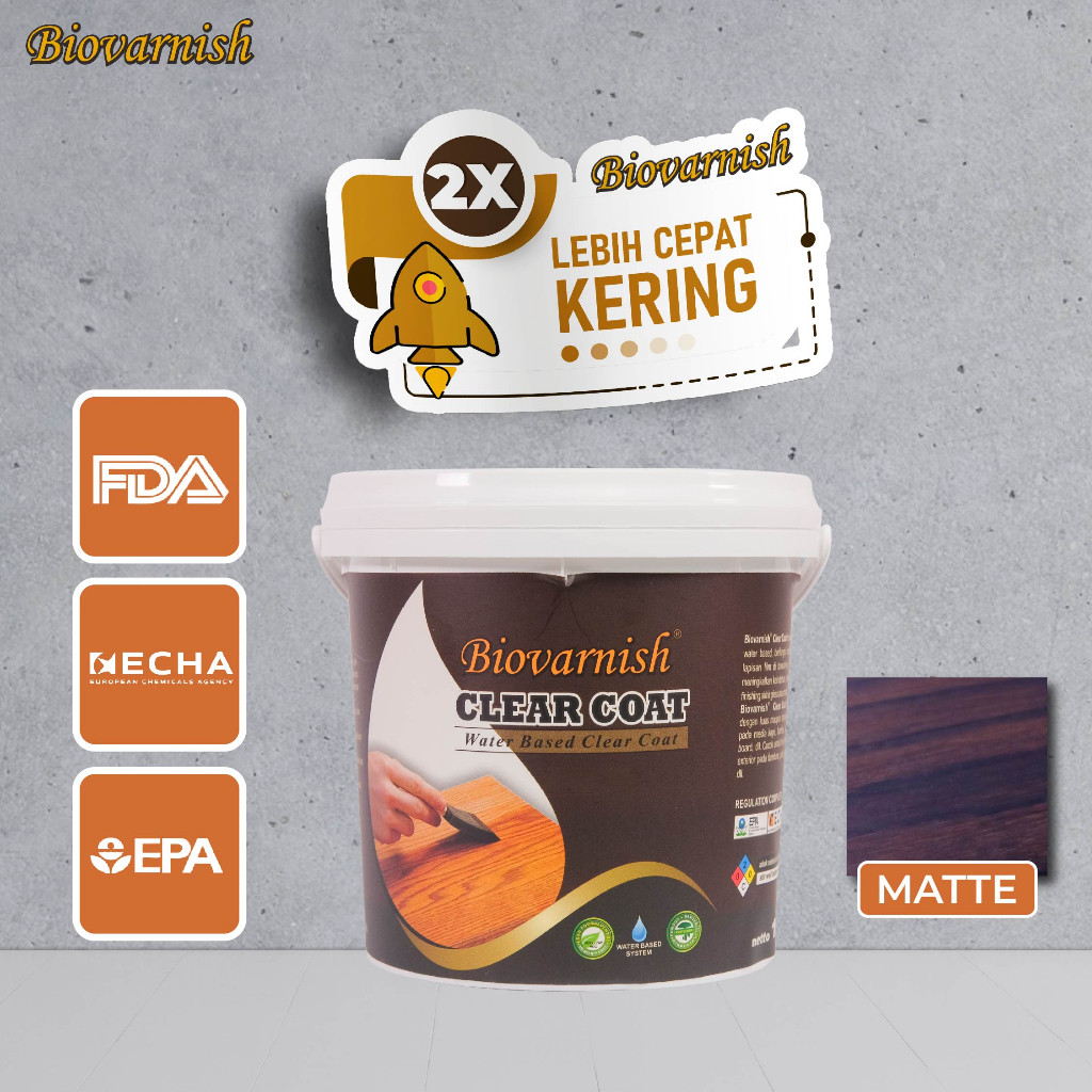 Biovarnish Clear Coat 1kg Pernis Kayu Finishing Kayu Matte