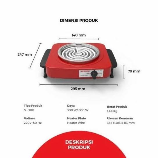 Kompor Listrik Maspion S 300 |Kompor Listrik 1 Tungku