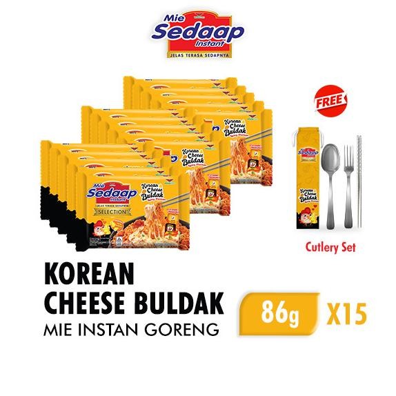 

Sedaap Mie Instan Goreng Korean Cheese Buldak 86gr x 15 Free Cutlery