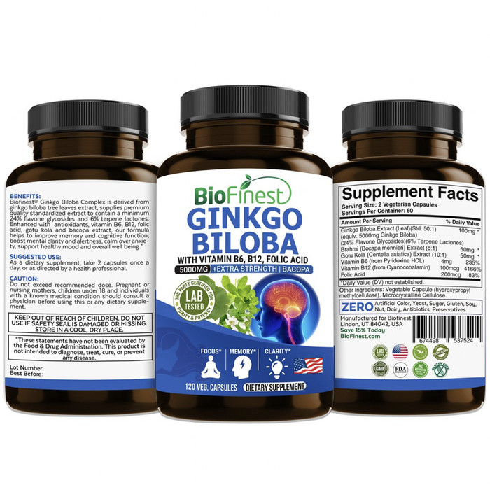 

Biofinest Ginkgo Biloba 5000mg Supplement