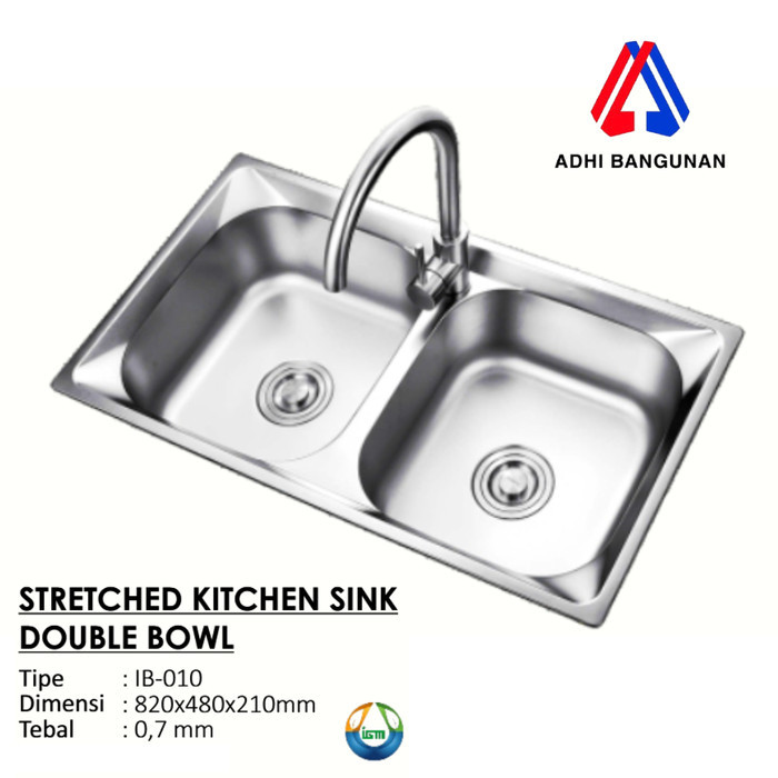 Bak Cuci Piring Kitchen Sink 2 Lubang Stainless IGM (Material Tebal)
