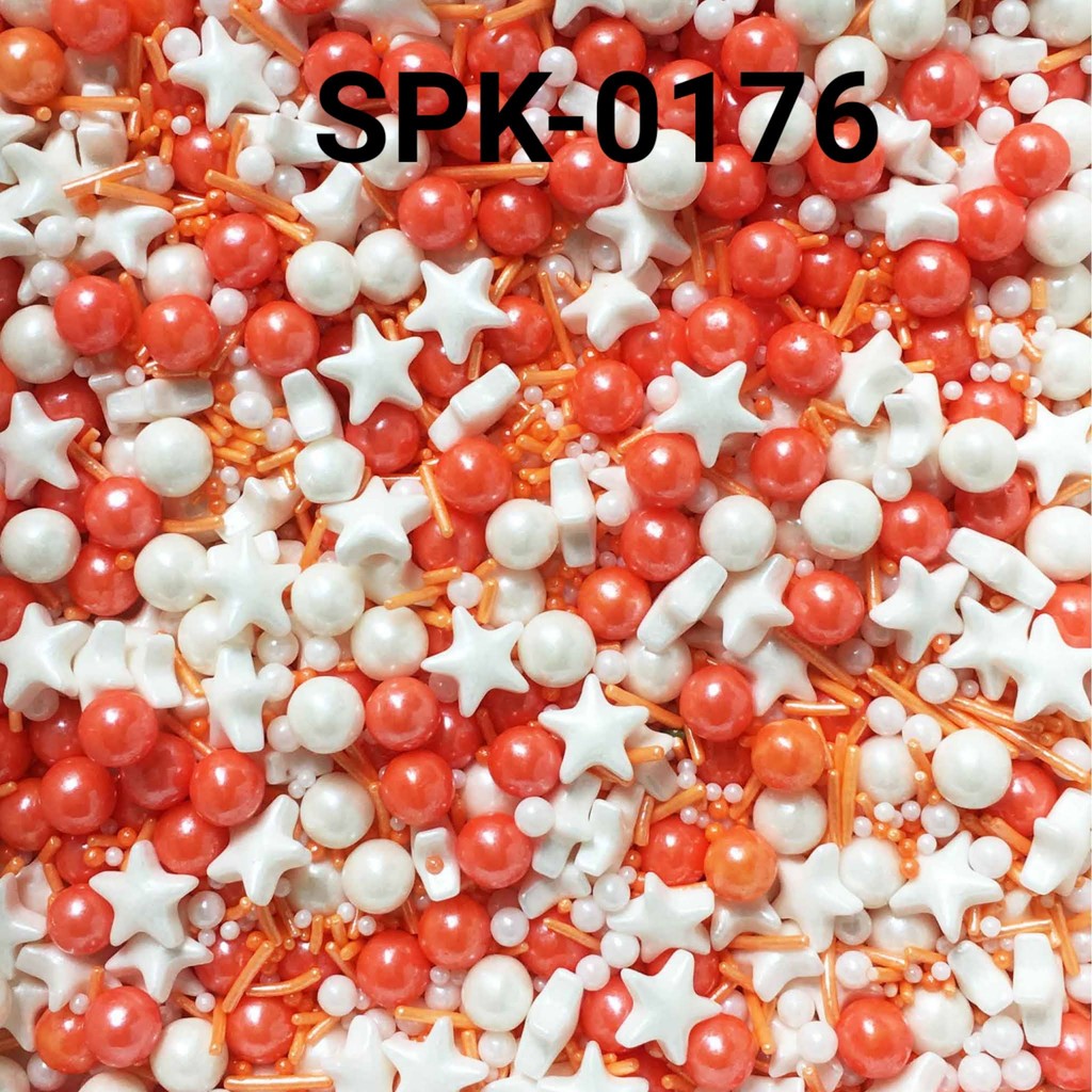 

SPK-0176 Sprinkles sprinkle springkel 1kg bintang mutiara orange (SPRINKLES)