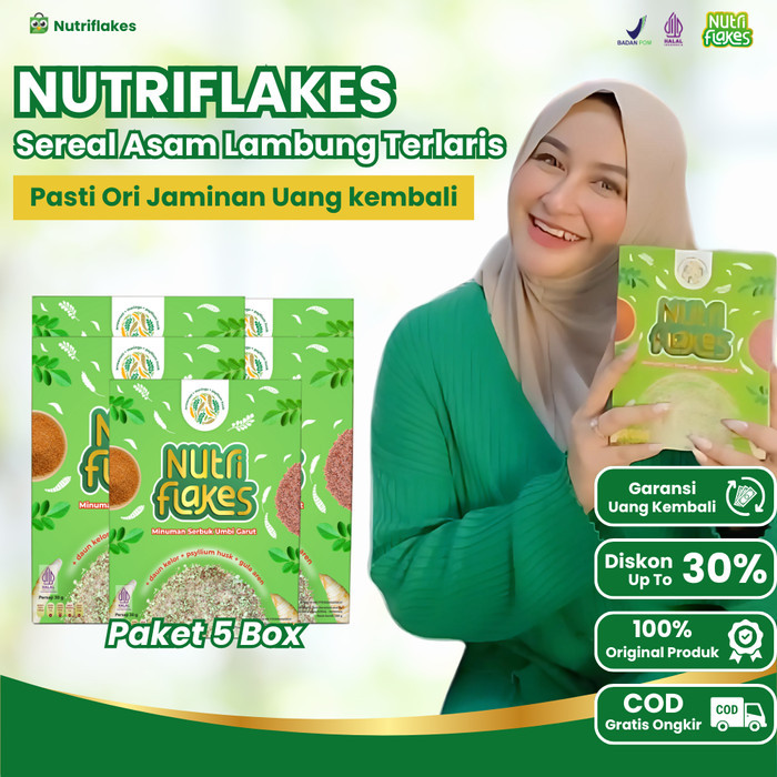 

NUTRIFLAKES SEREAL UMBI GARUT SOLUSI ASAM LAMBUNG DAN MAAG PAKET 5 BOX