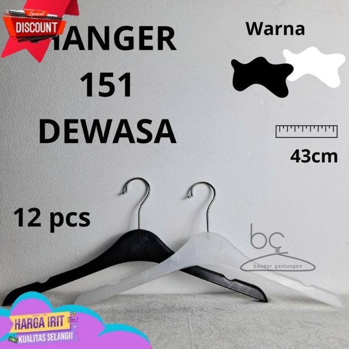 TODAY 1 LUSIN HANGER PLASTIK 151 DEWASA GANTUNGAN BAJU PLASTIK HANGER BAJU DEWASA HANGER PLASTIK MUR