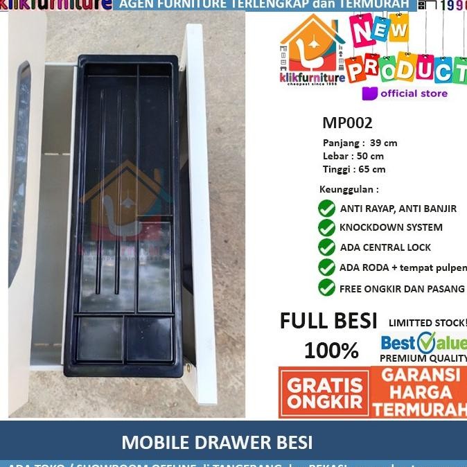 Sale Mp002 Pedestal Meja 3 Laci Drawer Besi | Cabinet Laci Meja Roda | Nakas Roda Besi Mobile Drawer