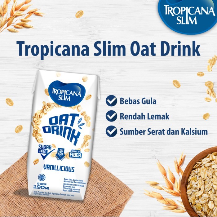 

12 PACK - TROPICANA SLIM OAT DRINK 190 ML (RTD) - MINUMAN BEBAS GULA