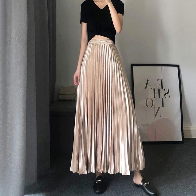 Rok Plisket Beludru Polos Maxy  Terbaru / Rok Beludru Premium