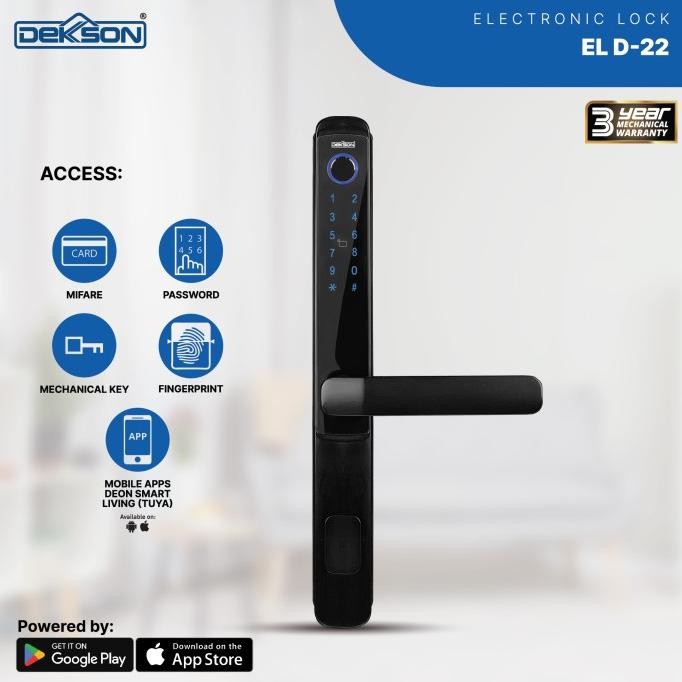 Dekkson Smart Door Digital Lock Kunci Pintu Handle EL D22 BLACK